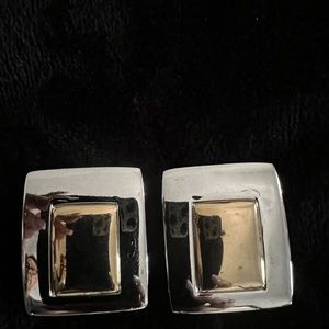 Silver and Gold Two-Tone Square earrings